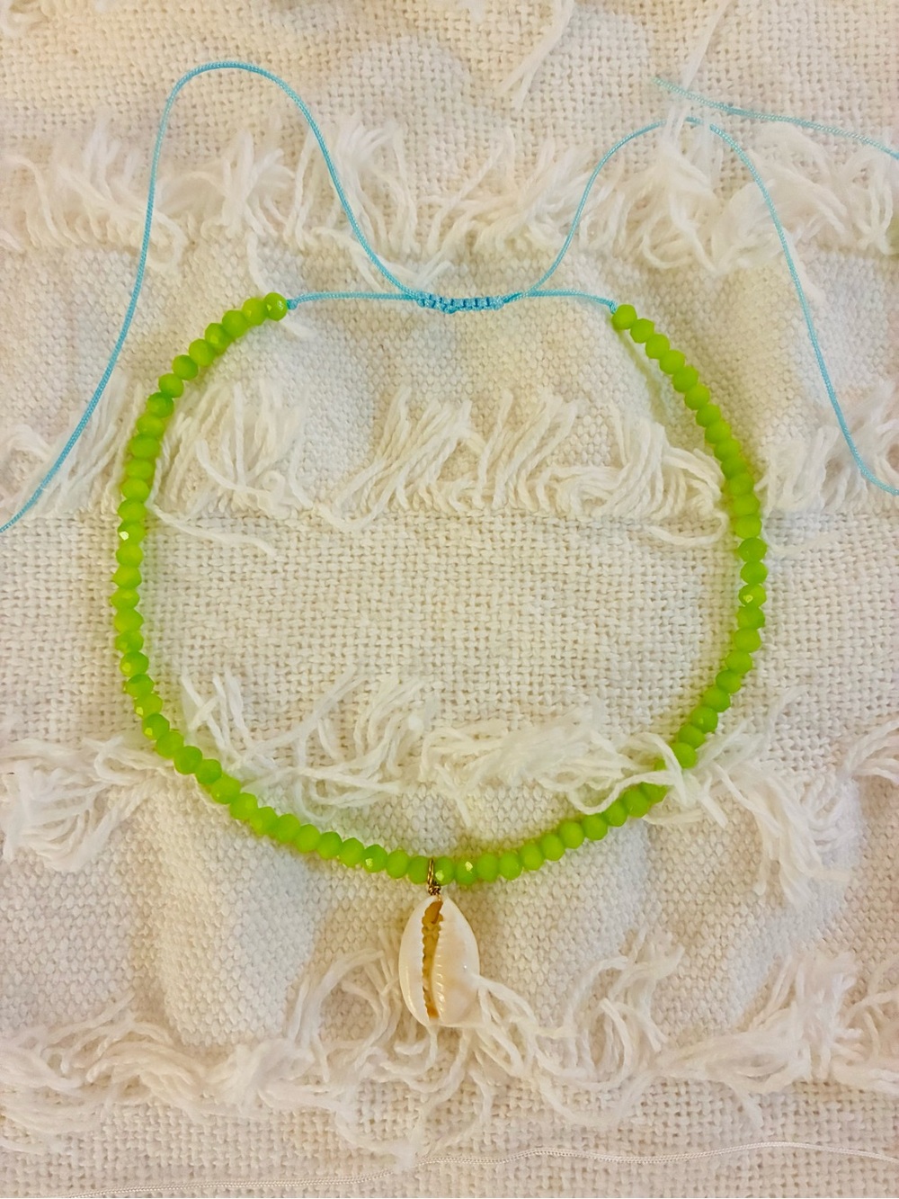 Super Cool Neon Green Crystal Beaded Shell Choker Necklace